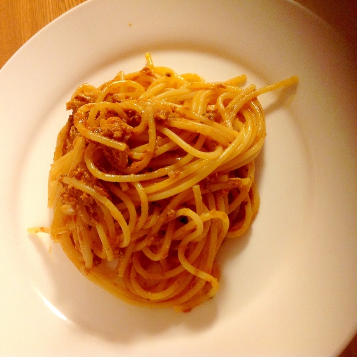 包丁いらず！サバ缶とトマト缶のコク旨パスタ